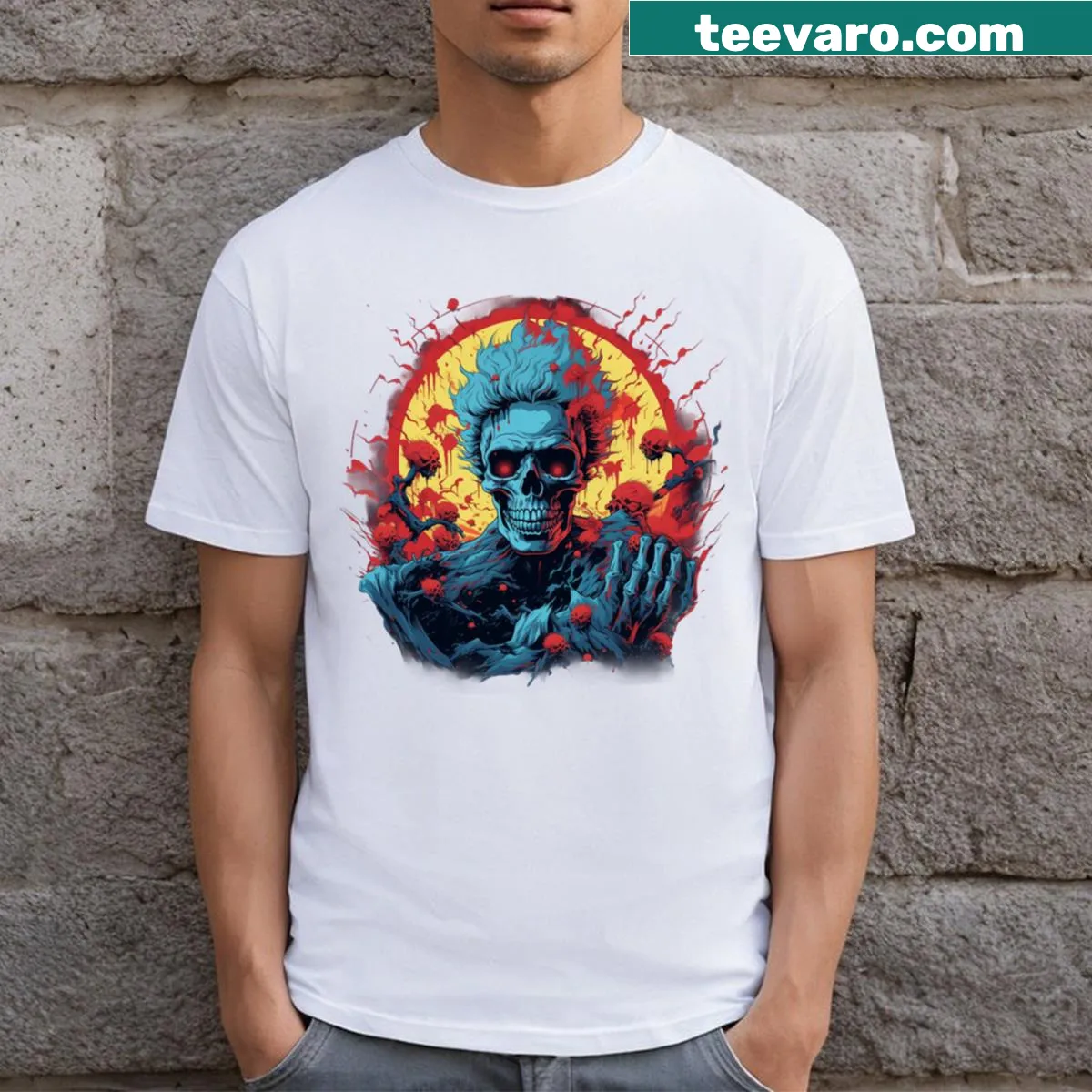 Zombie-themed t-shirt with a King Of The Zombies graphic — on a men's t-shirt