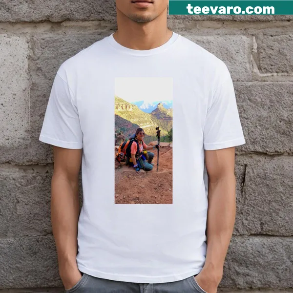 Abstract typography design on a scoop neck t-shirt.