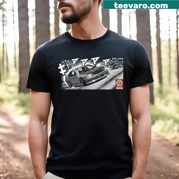 Illustration of Manga S14 Silvia Jdm in drift style on a t-shirt