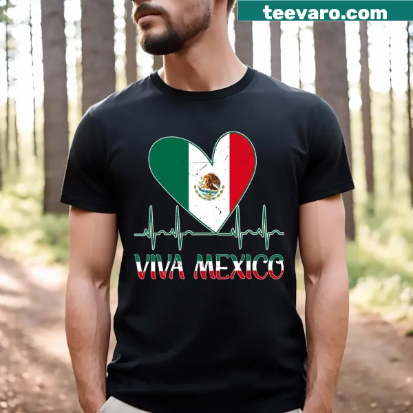 Kid's t-shirt featuring heartbeat and Mexico outline, celebrating independence