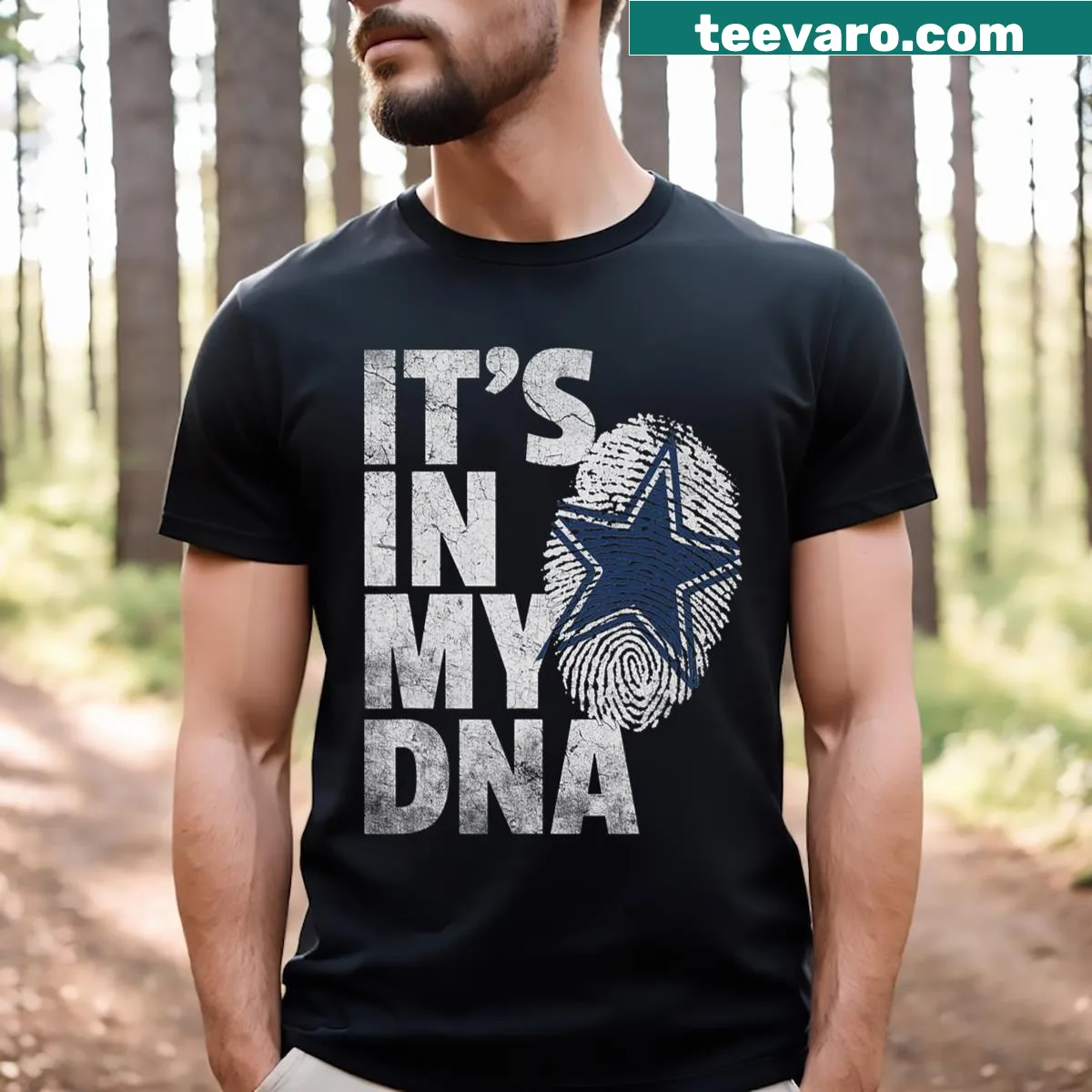 Funny kids' T-shirt about DNA and loving Dallas men — on a men's t-shirt