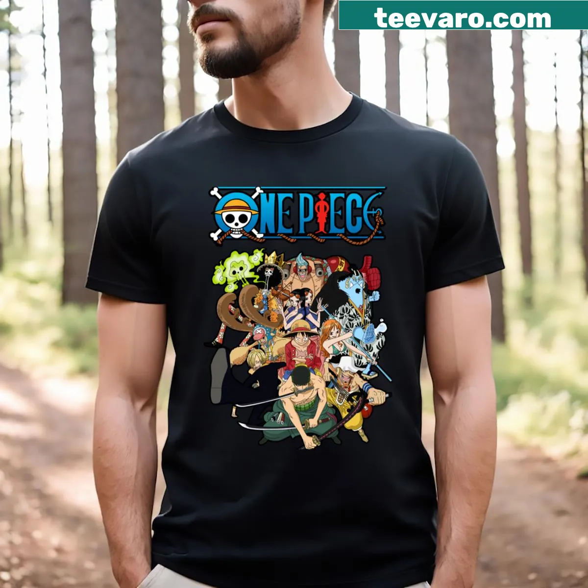One Piece T-shirt with a bold graphic inspired by the anime — on a men's t-shirt