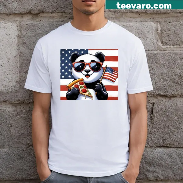 Patriotic t-shirt featuring a panda and national symbols