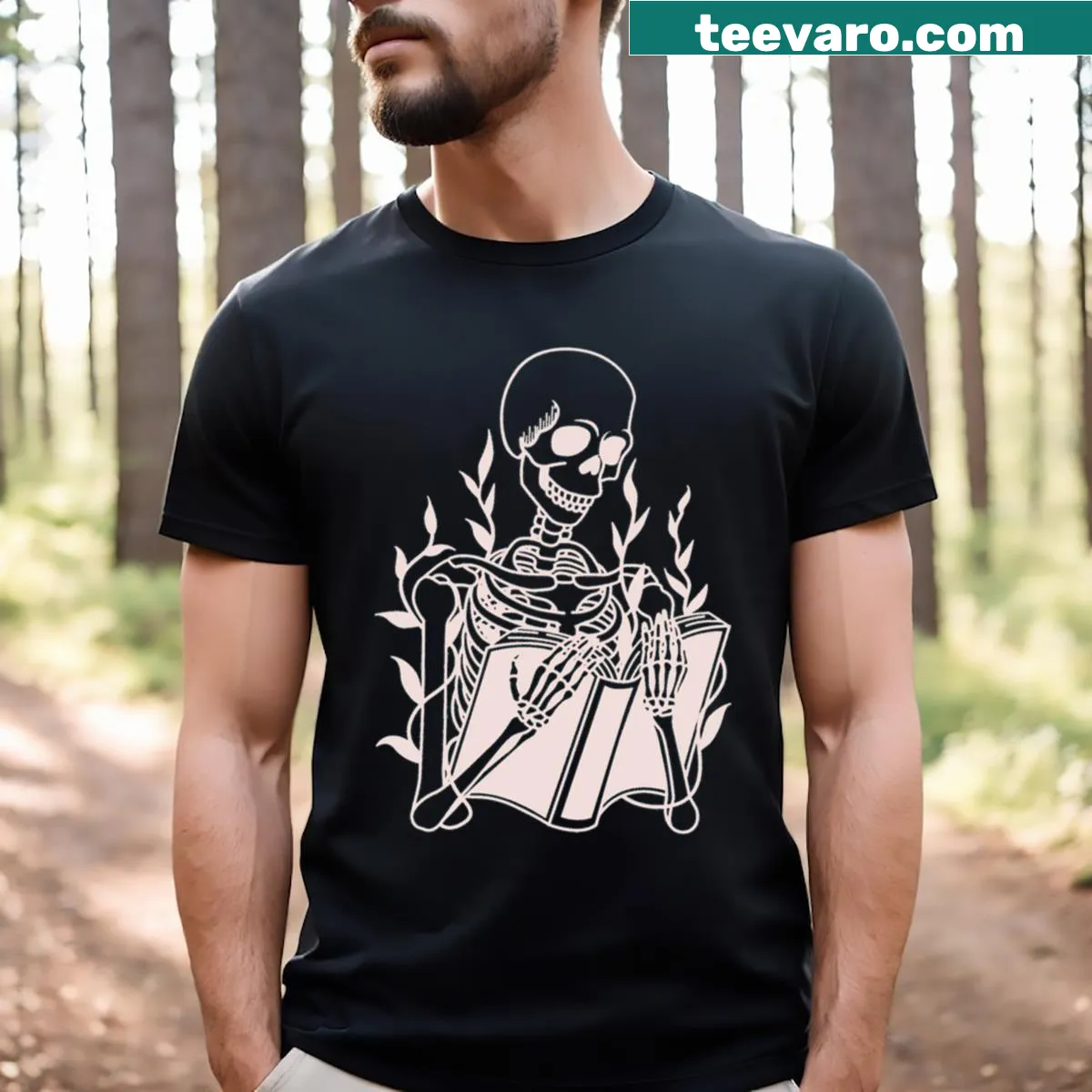 Funny pink reading shirt featuring The Reading Dead graphic — on a men's t-shirt