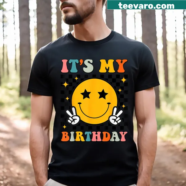 Retro birthday T-shirt with bold text saying 'It's My Birthday'