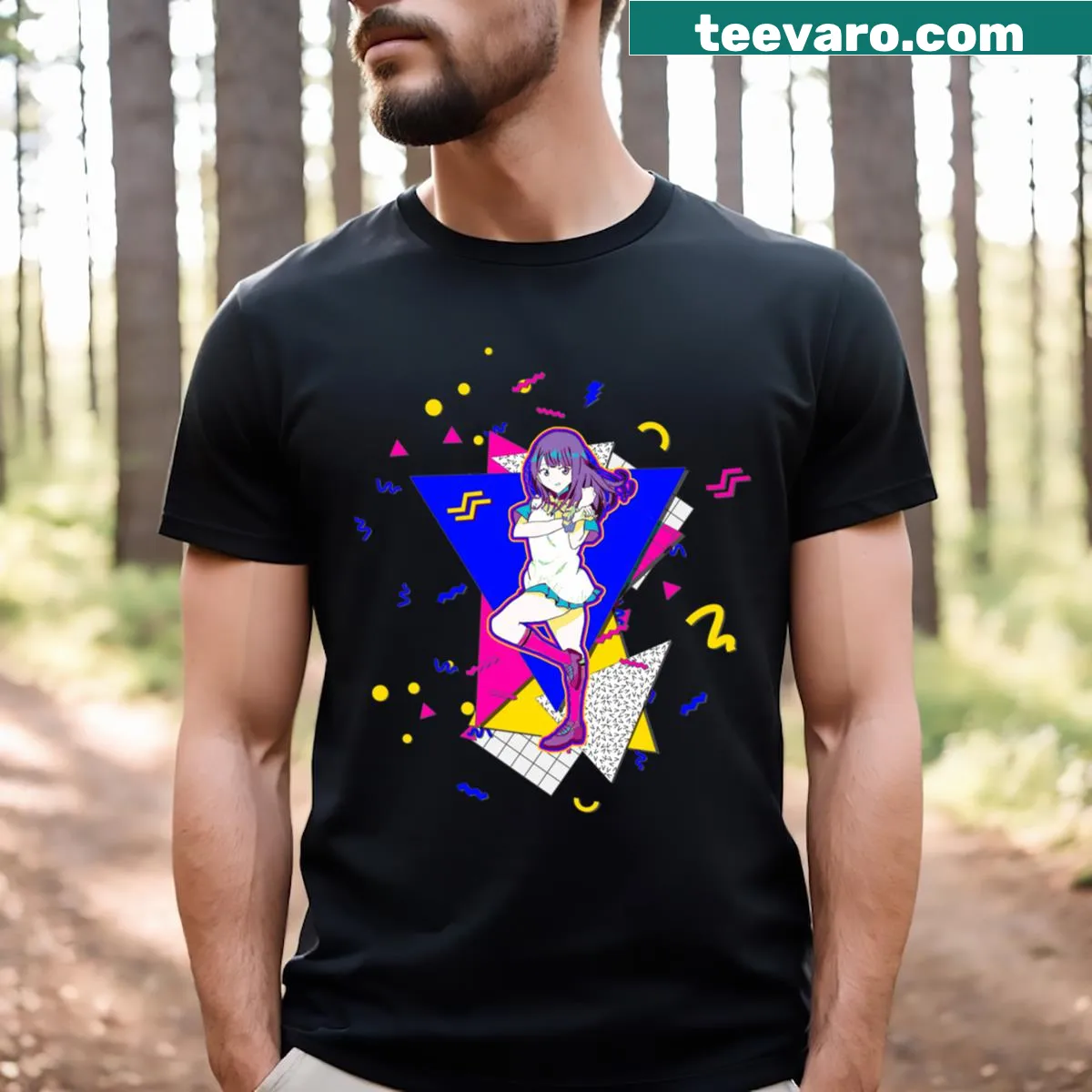 Retro Rikka graphic from Ssssgridman on T-shirt — on a men's t-shirt