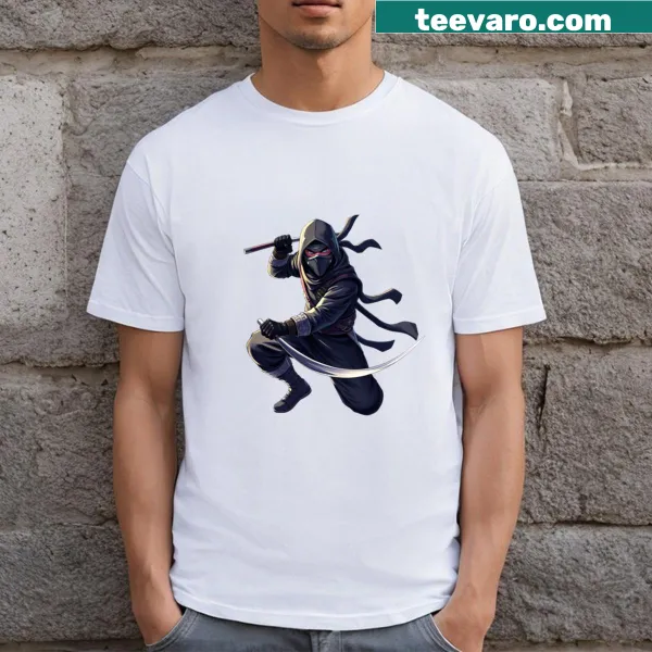 Illustration of a ninja in action on a stylish t-shirt