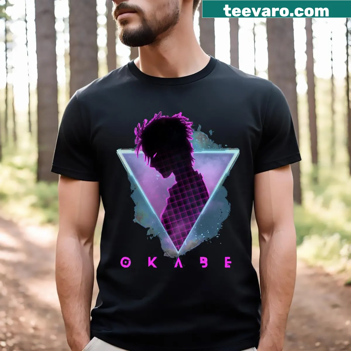 Anime T-shirt featuring Okabe from Steins Gate 0 — on a men's t-shirt