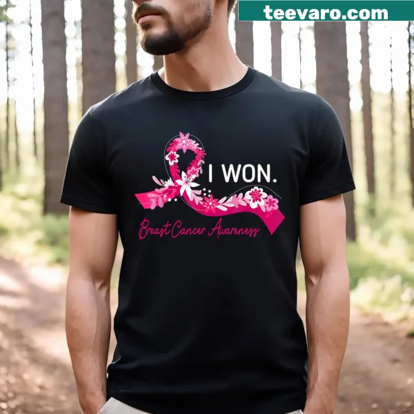 T-shirt with pink ribbon and strong survivor message
