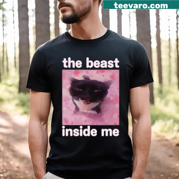 Funny T-shirt featuring a humorous cat meme with text