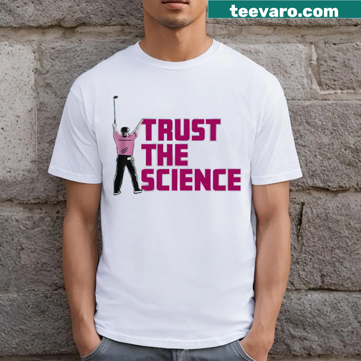 Inspirational typography on a science-themed T-shirt — on a men's t-shirt
