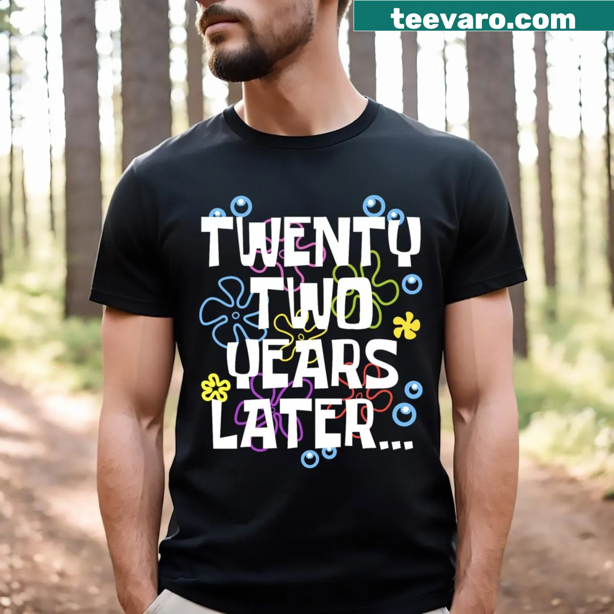 Bold typography celebrating a 22nd birthday on a T-shirt — on a men's t-shirt