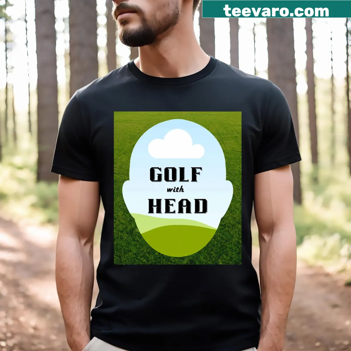 Cartoon golf graphic on a humorous T-shirt — on a men's t-shirt