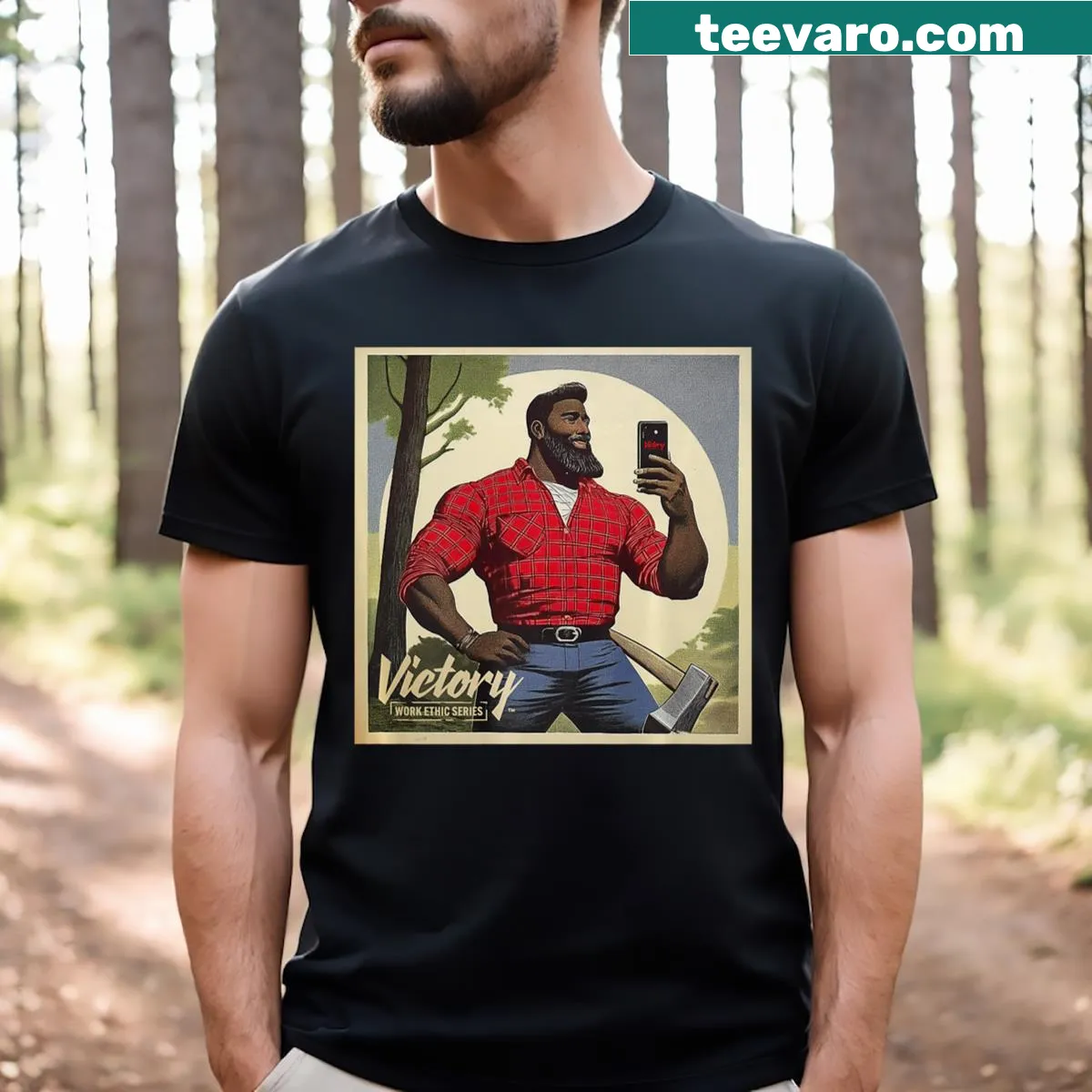 Inspirational 'Work Hard Like Hard' typography T-shirt — on a men's t-shirt