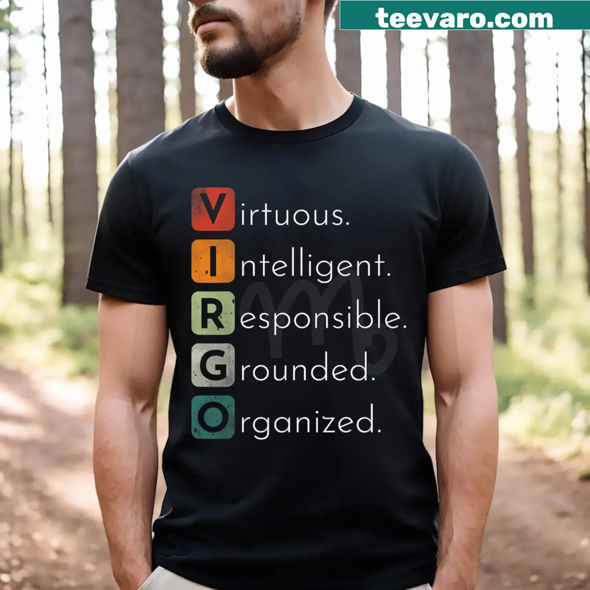 Retro Virgo zodiac sign t-shirt for men and kids — on a men's t-shirt