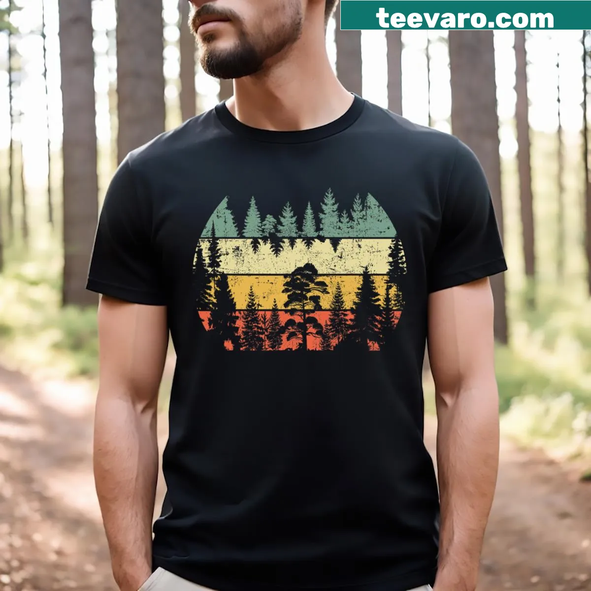 Retro-style t-shirt celebrating wildlife and forest themes — on a men's t-shirt