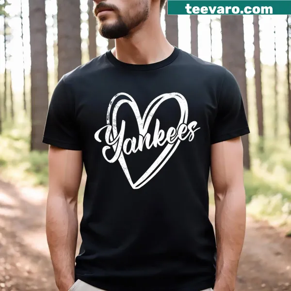 Retro Yankees heart design graphic t-shirt for men and kids