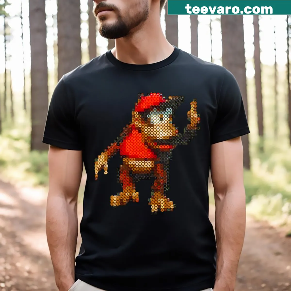 Pixel art graphic of the Diddy character in retro style — on a men's t-shirt