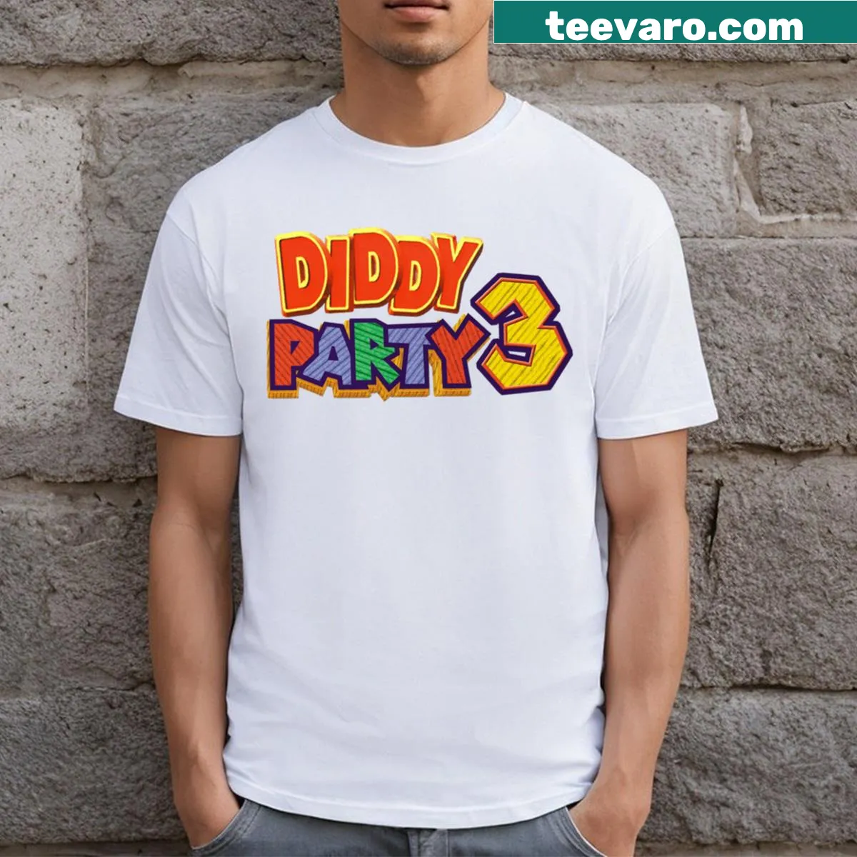 T-shirt with the phrase 'Diddy Party 3' for party lovers — on a men's t-shirt