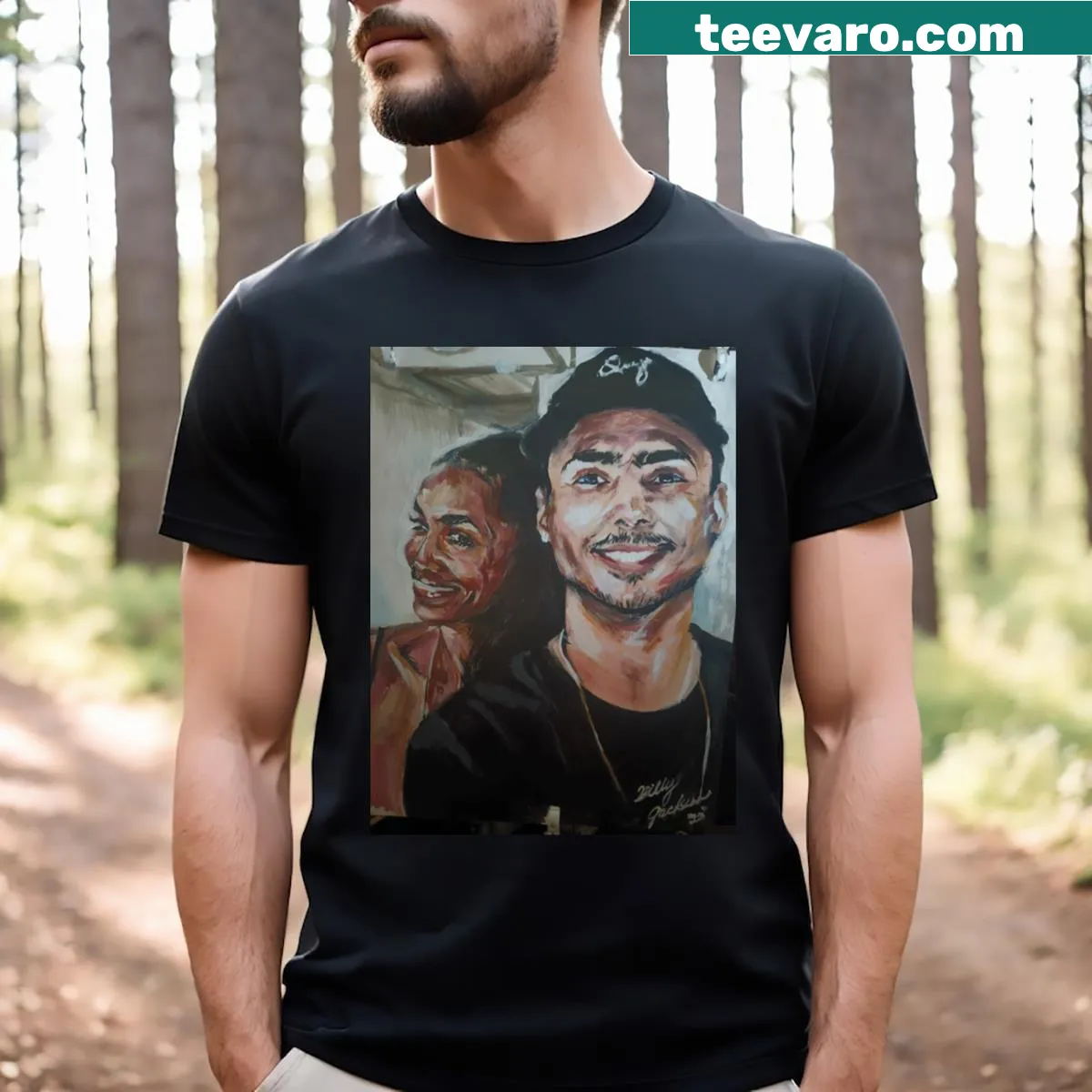 Tribute t-shirt featuring Quincy and Kim Porter names — on a men's t-shirt