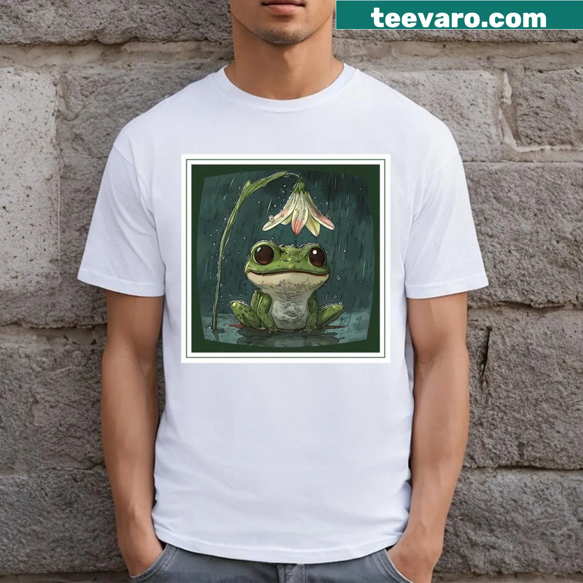 African Clawed Frog graphic t-shirt with intricate design — on a men's t-shirt
