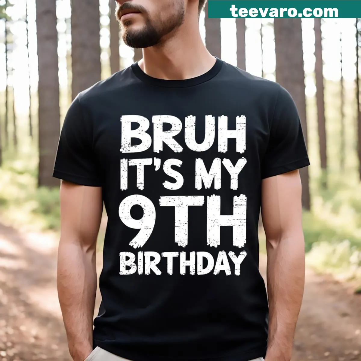 Birthday shirt for 9-year-old with humorous text — on a men's t-shirt