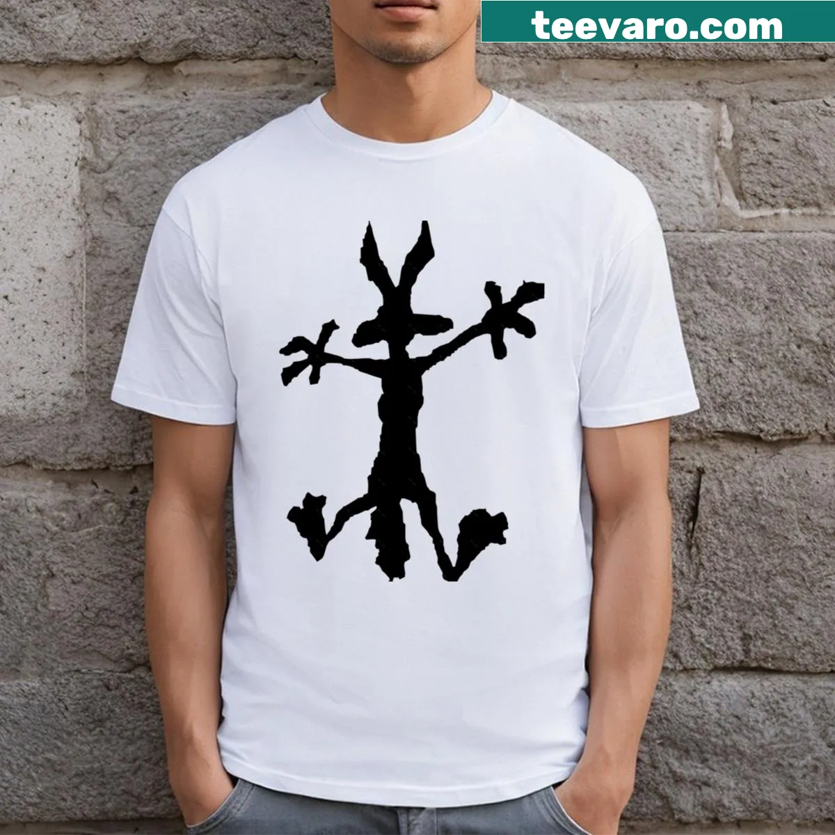 T-shirt featuring a design inspired by coyotes and nature — on a men's t-shirt