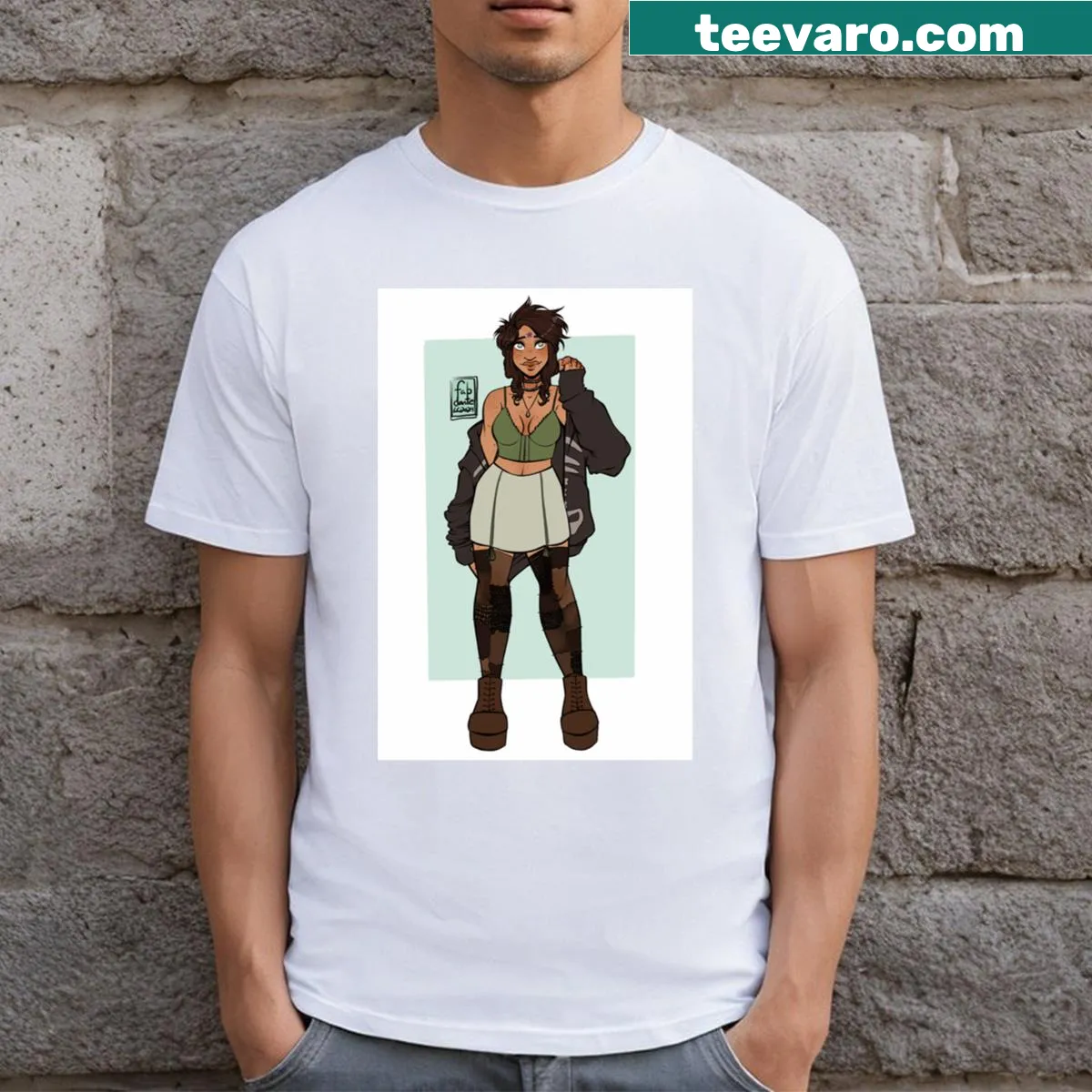 Doll Parts 7 t-shirt with artistic vintage design — on a men's t-shirt