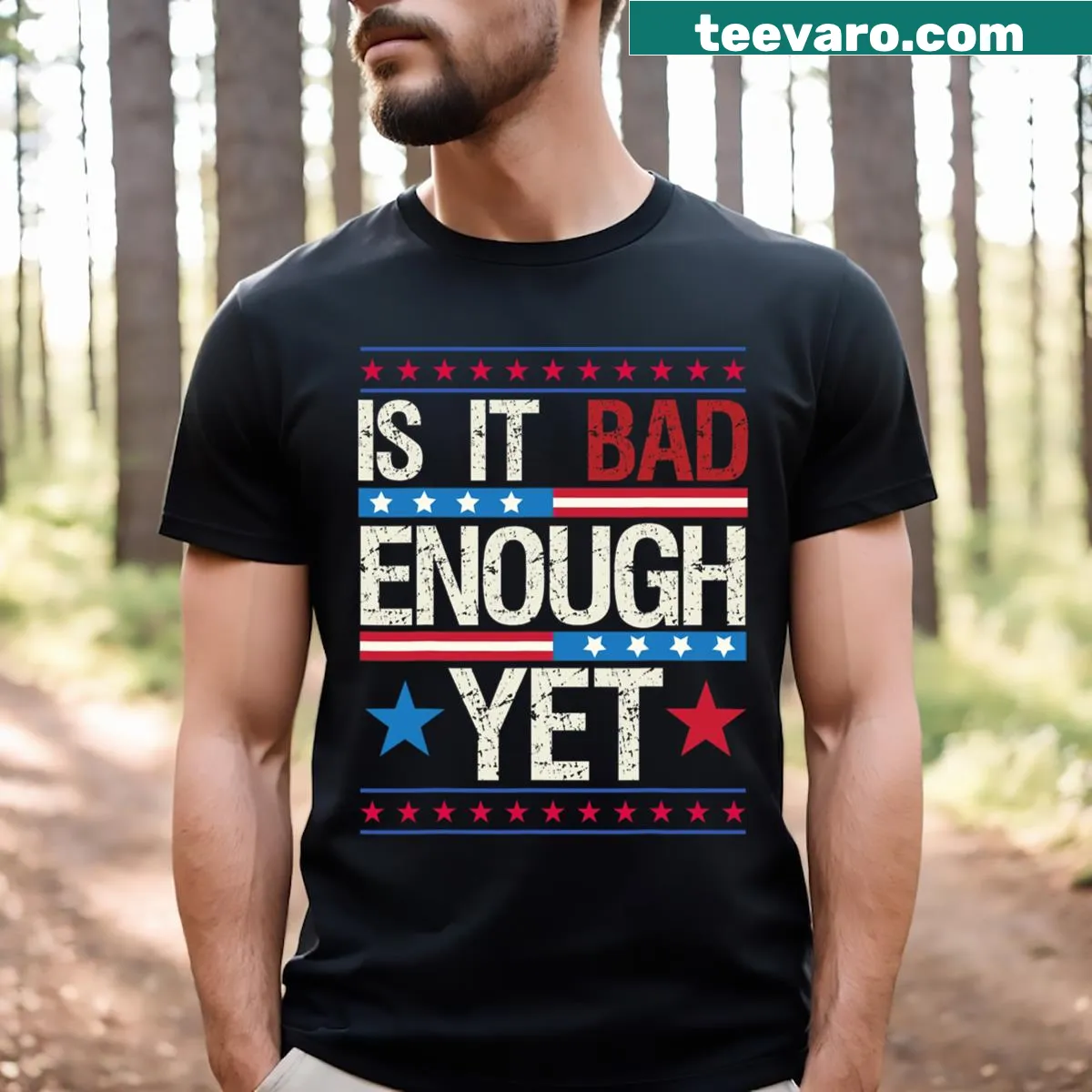 Witty political phrase on a humorous patriotic t-shirt — on a men's t-shirt