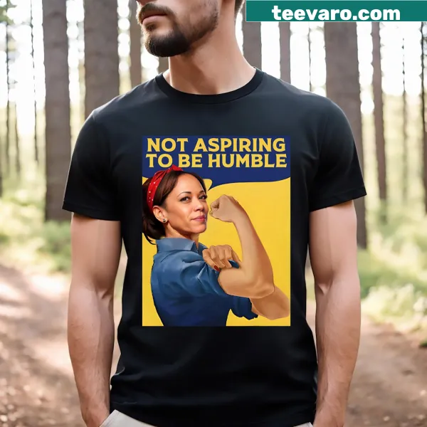 Text graphic T-shirt with Kamala Harris quote about humility