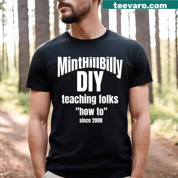 T-shirt with a teaching-themed graphic that reads 'Diy Teaching Folks How To Since 2008'.