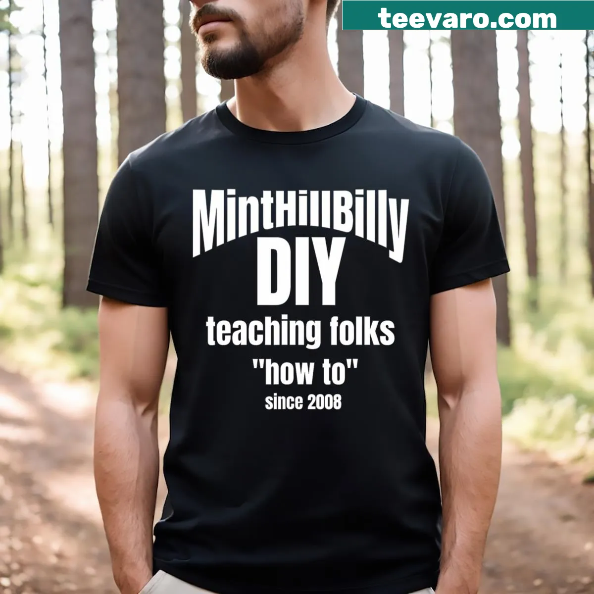 T-shirt with a teaching-themed graphic that reads 'Diy Teaching Folks How To Since 2008'. — on a men's t-shirt