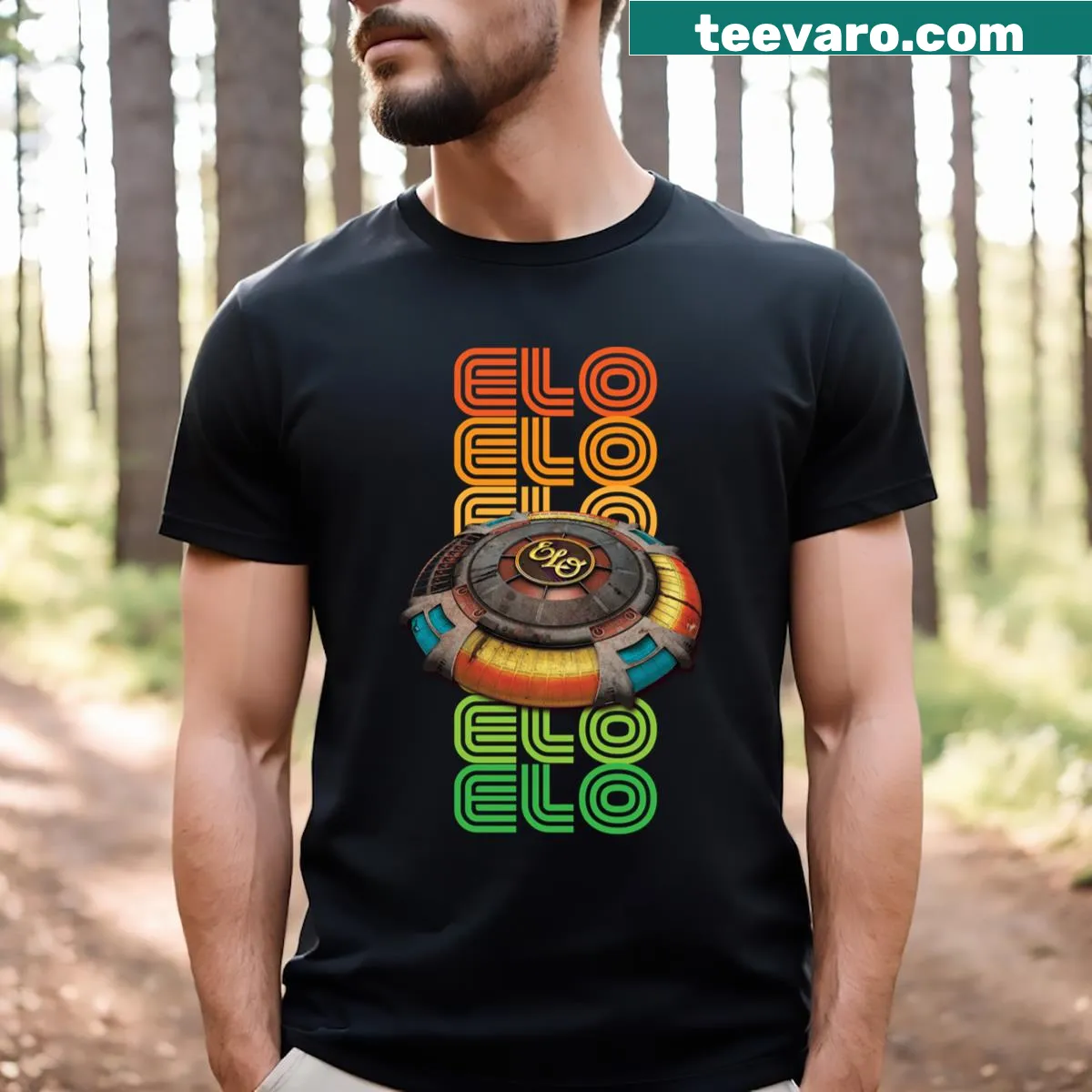 Typography design featuring 'Mr. Blue Sky' on a t-shirt — on a men's t-shirt