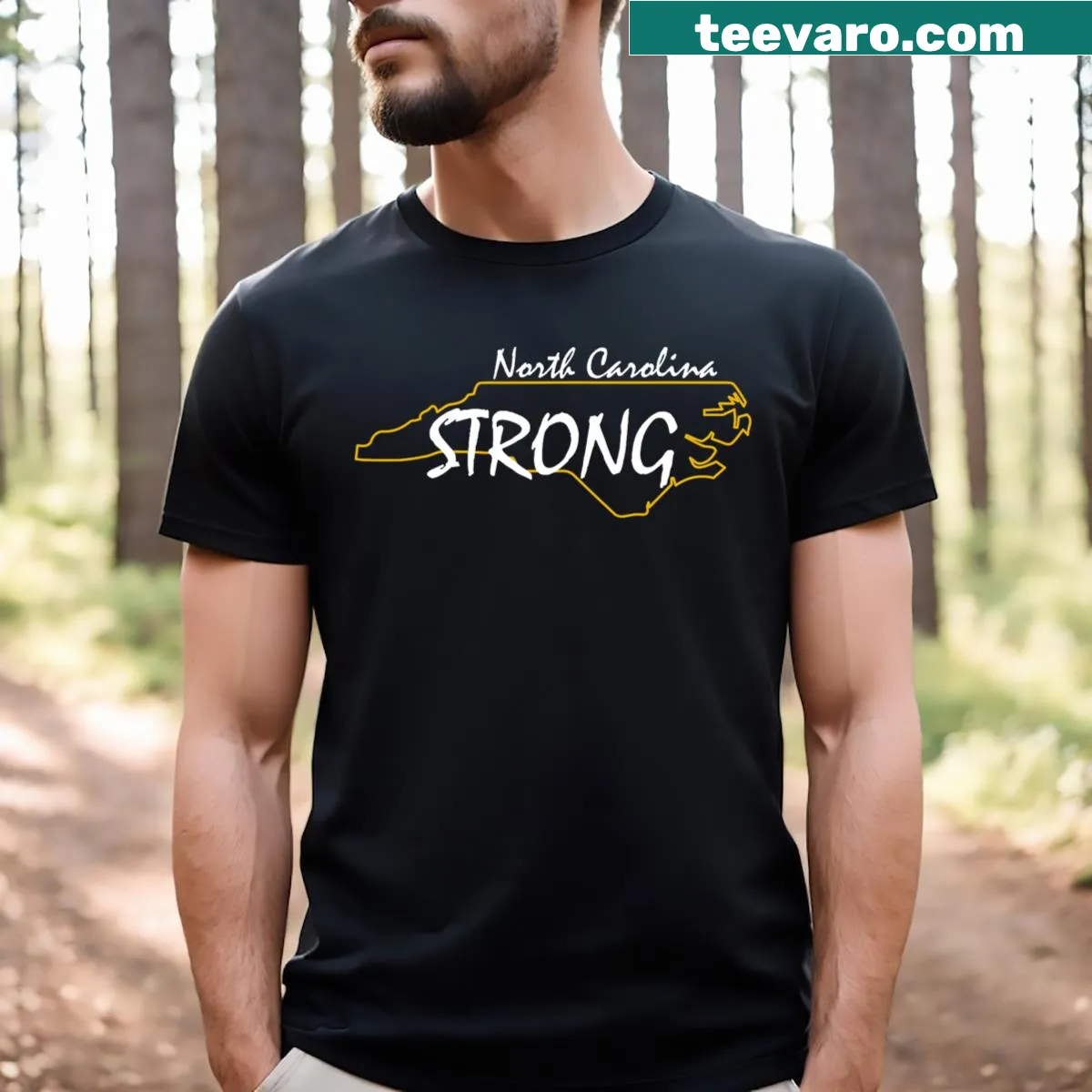 North Carolina themed t-shirt with strong typography — on a men's t-shirt
