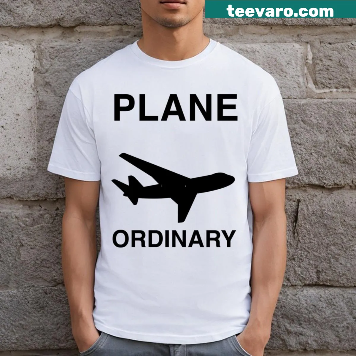 Minimalist t-shirt featuring the word 'Ordinary' in simple typography. — on a men's t-shirt