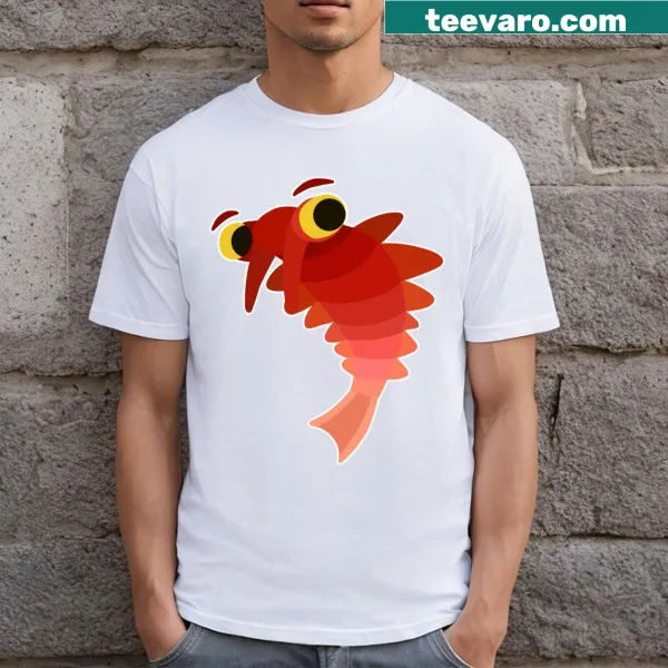 Cartoon illustration of Anomalocaris on a t-shirt, embodying prehistoric fun.