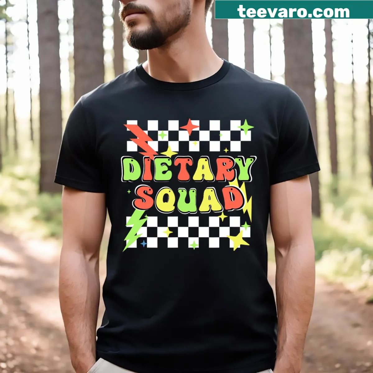 Vintage distressed T-shirt with Retro Dietary Squad graphic for appreciation week — on a men's t-shirt