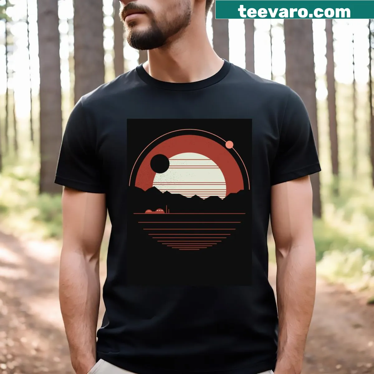 Minimalist T-shirt featuring the word 'Solitude' across the chest — on a men's t-shirt