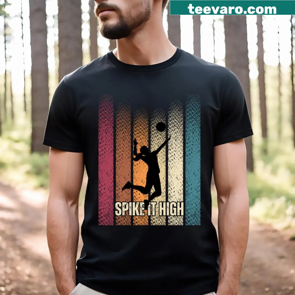 Volleyball-themed t-shirt with bold text — on a men's t-shirt