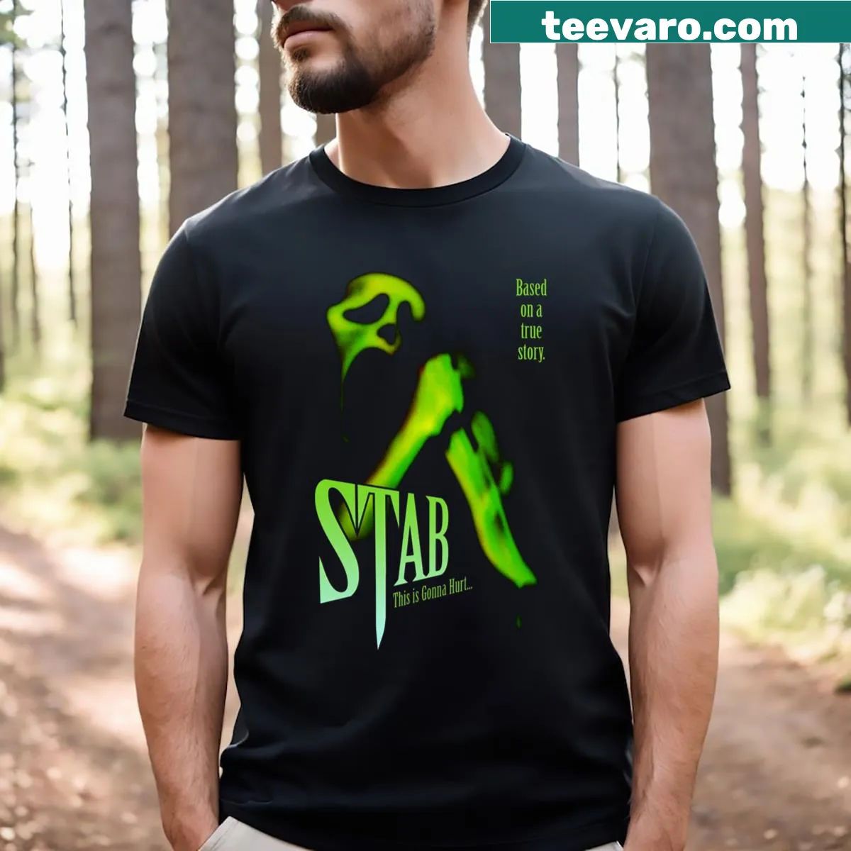 Horror-themed T-shirt from the Scream movie — on a men's t-shirt