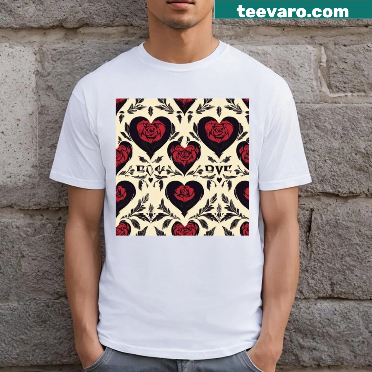 Geometric heart design T-shirt symbolizing love and connection — on a men's t-shirt