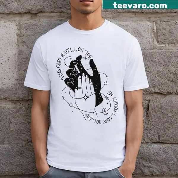 Playful typography graphic about time and memories on a T-shirt