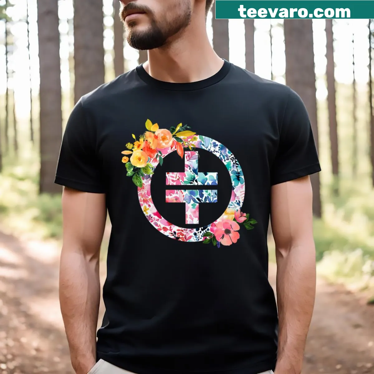 Minimalist t-shirt featuring a simple 'Tt' logo — on a men's t-shirt