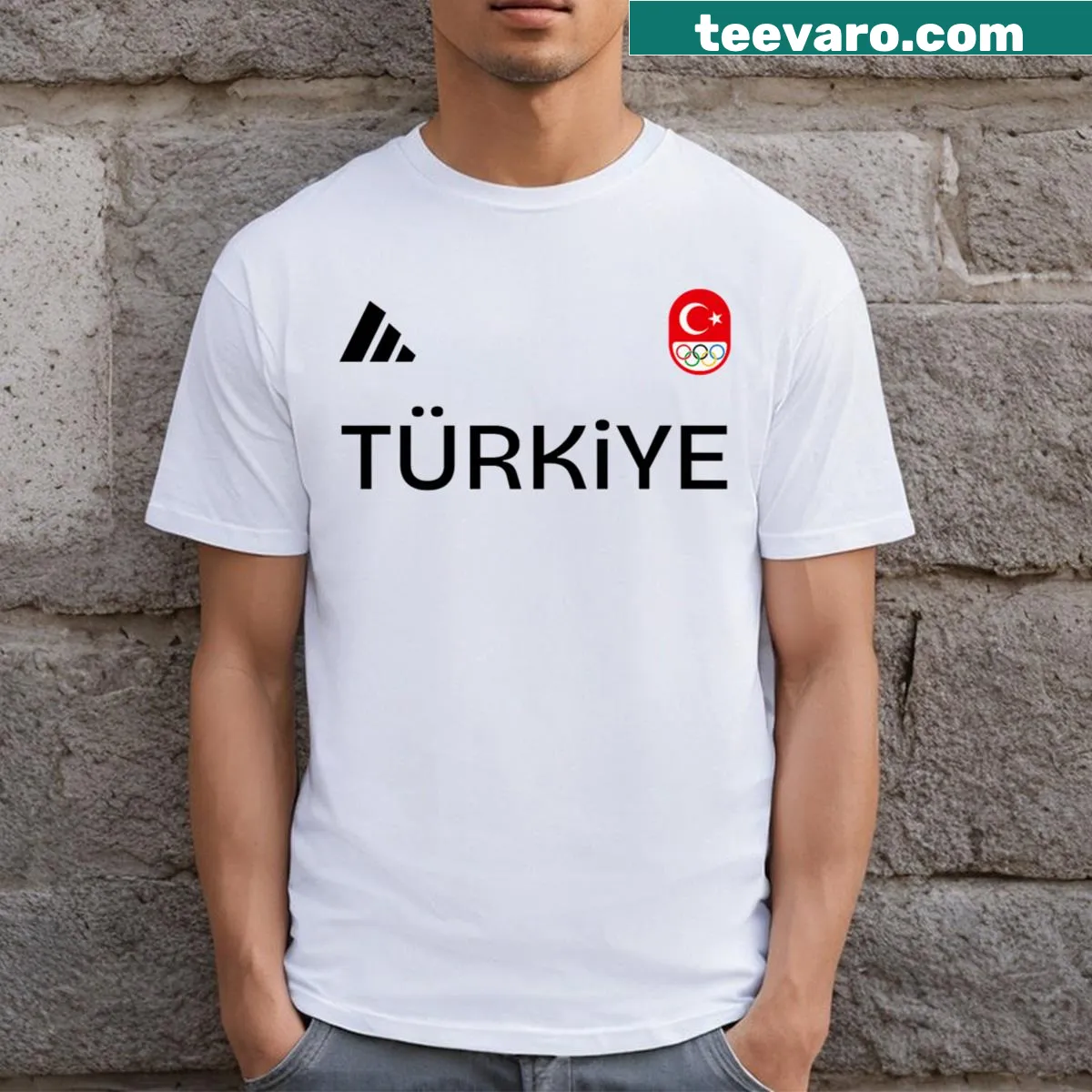Turkey flag T-shirt representing the Turkish Shooting Team — on a men's t-shirt