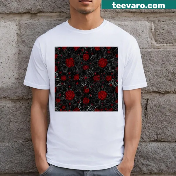 Gothic mandala T-shirt with vine heart design for alternative art lovers