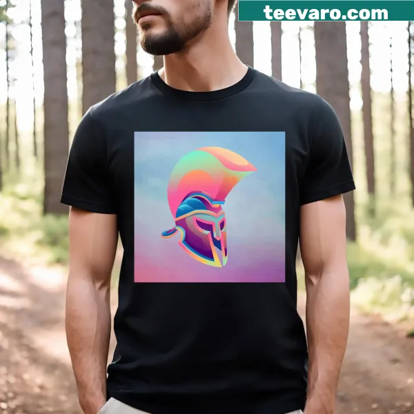 Illustration of a warrior in action on a T-shirt.