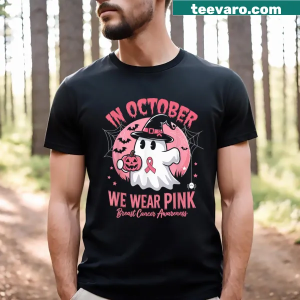Women's T-shirt with 'In October We Wear Pink' for breast cancer awareness