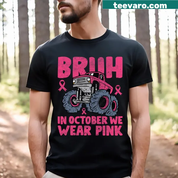 Kids' monster truck graphic t-shirt for breast cancer awareness