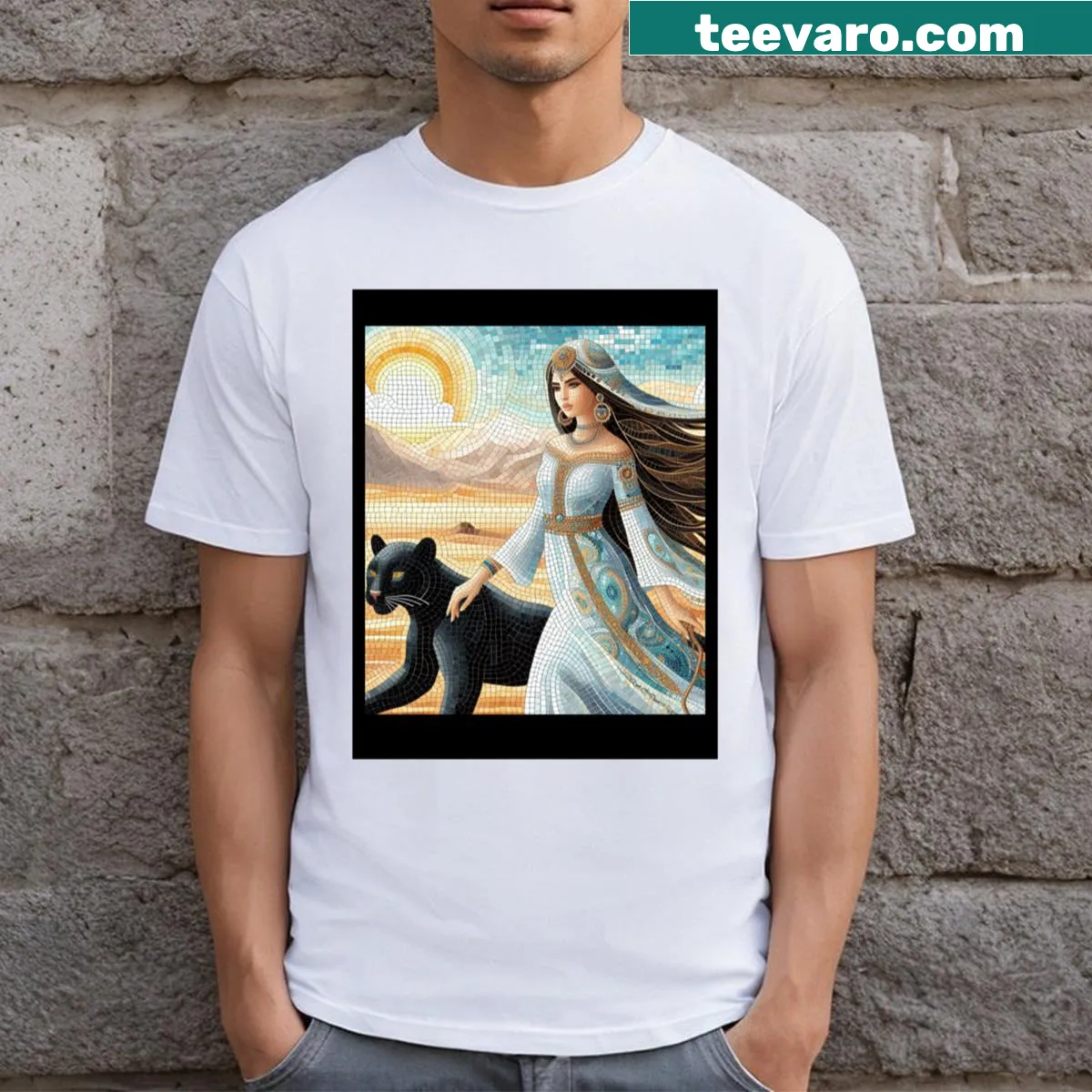 Desert path graphic t-shirt — on a men's t-shirt