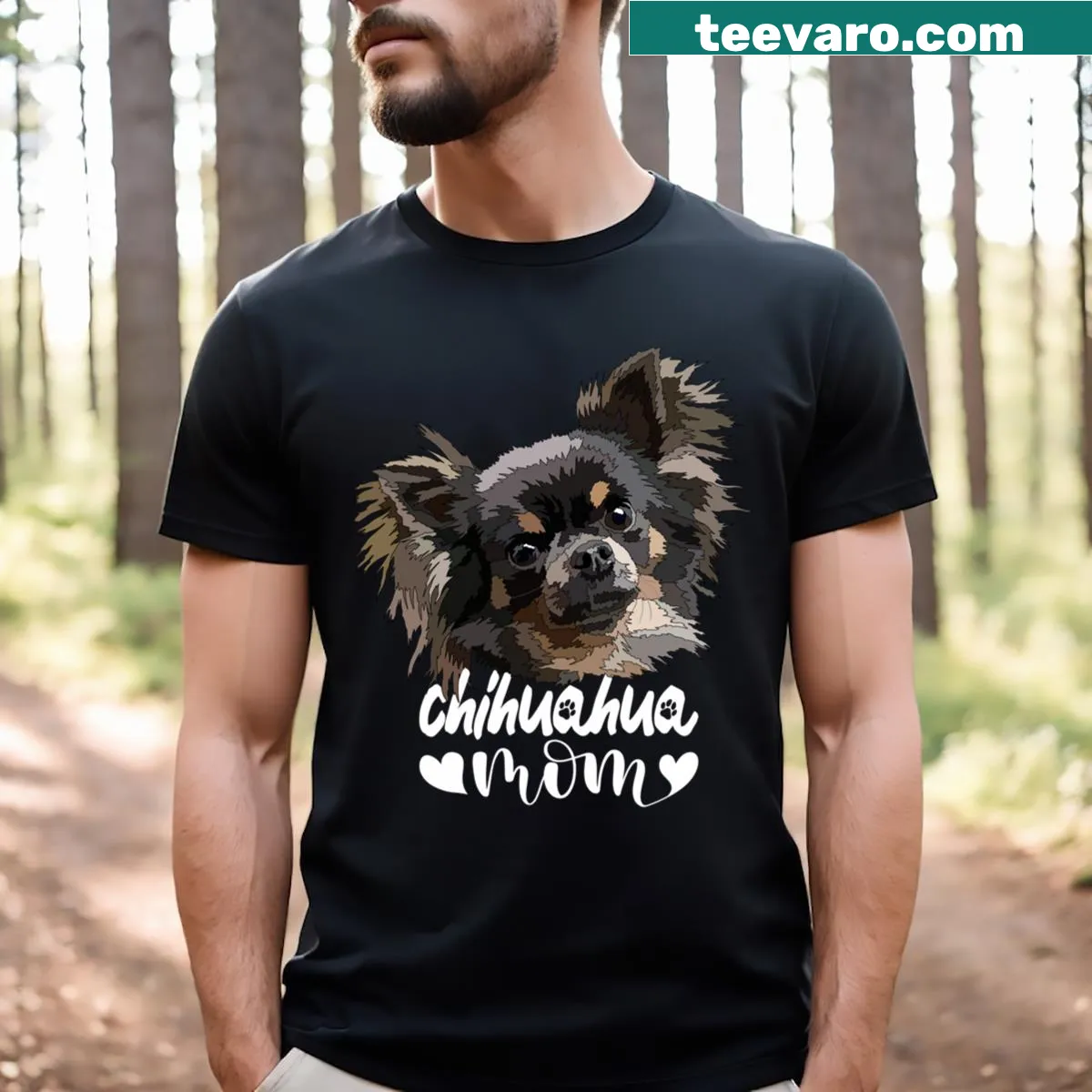 Cute Chihuahua mom T-shirt with a whimsical illustration — on a men's t-shirt